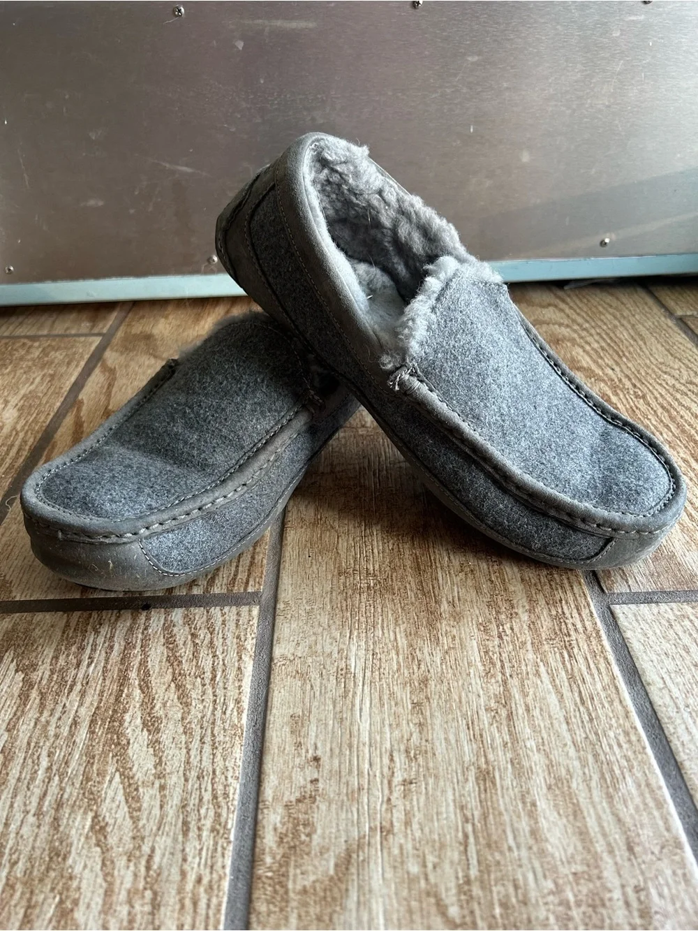 Men's UGG Australian Ascot Wool Moccasin Indoor Outdoor Slippers Cozy Gray 11